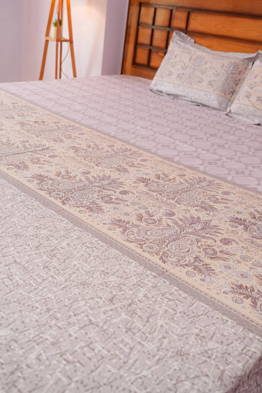 Floral Print Cotton Bedsheet (Purple)