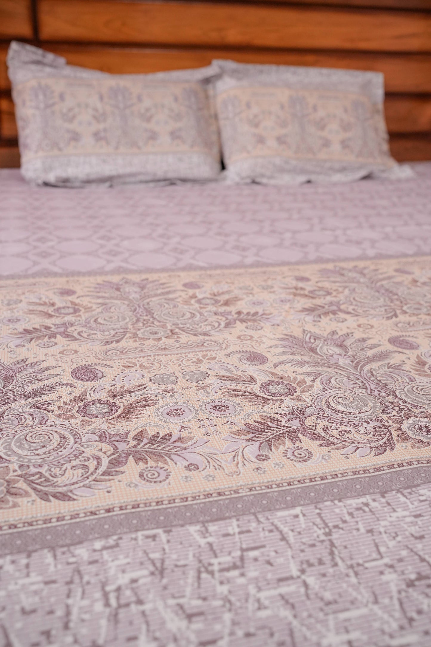 Floral Print Cotton Bedsheet (Purple)